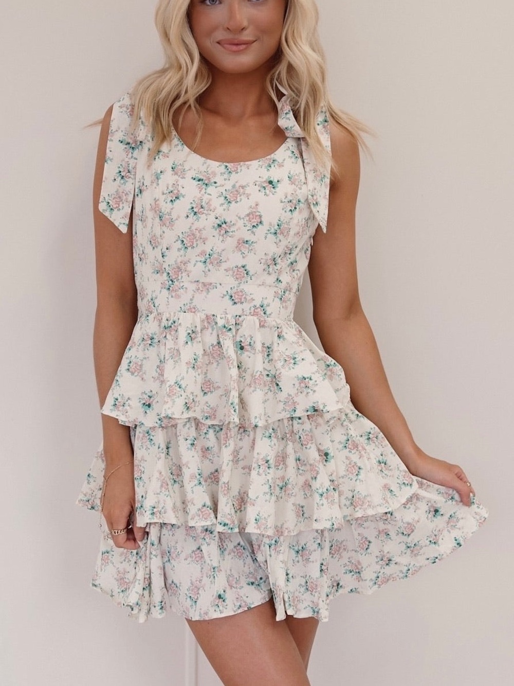 Mable Floral Tiered Ruffle Mini Dress